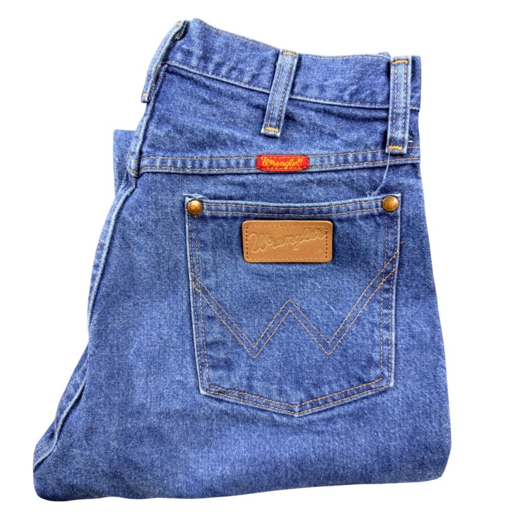 Vintage Wrangler 14MWZ Cowboy Cut Jeans Mens 9x34 USA Blue High Rise Denim